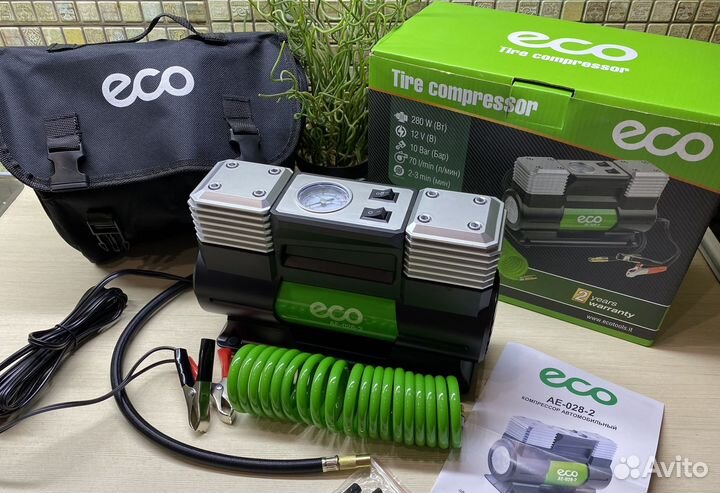 Автомобильный компрессор ECO 70л/мин Новый в сумке