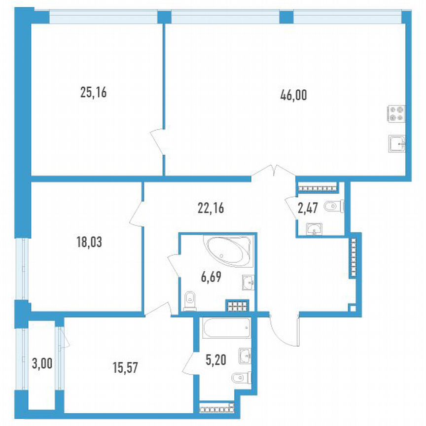 3-к. квартира, 142 м², 11/23 эт.