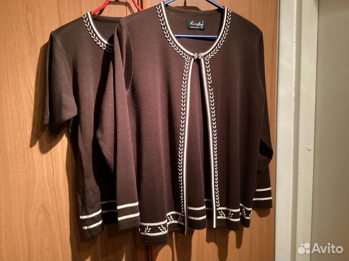 Комплект-двойка.Твинсет. р.48. шерсть. б/у