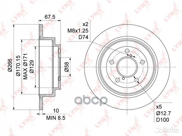Диск тормозной зад BN1126 lynxauto