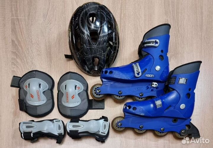 Ролики, коньки, шлем, защита