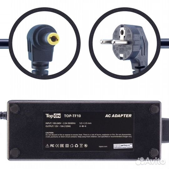 Блок питания TOP-TF10 для монитора 12V 10A 5.5x2.5