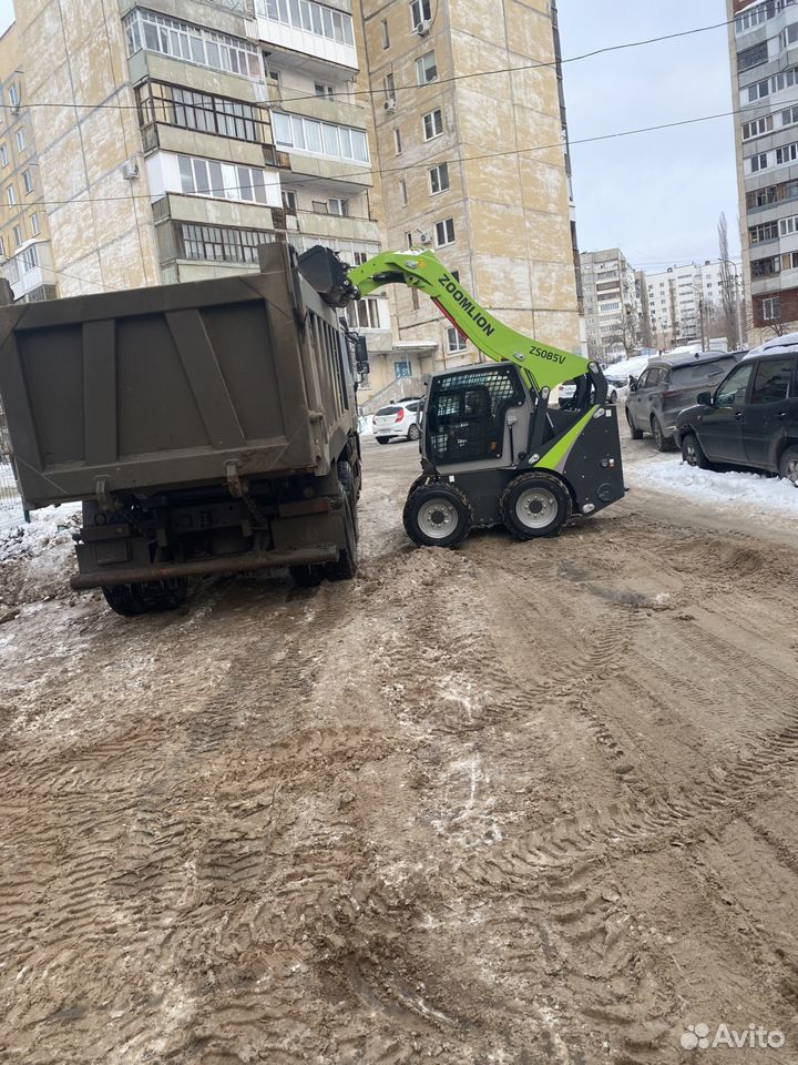 Уборка снега мини погрузчик