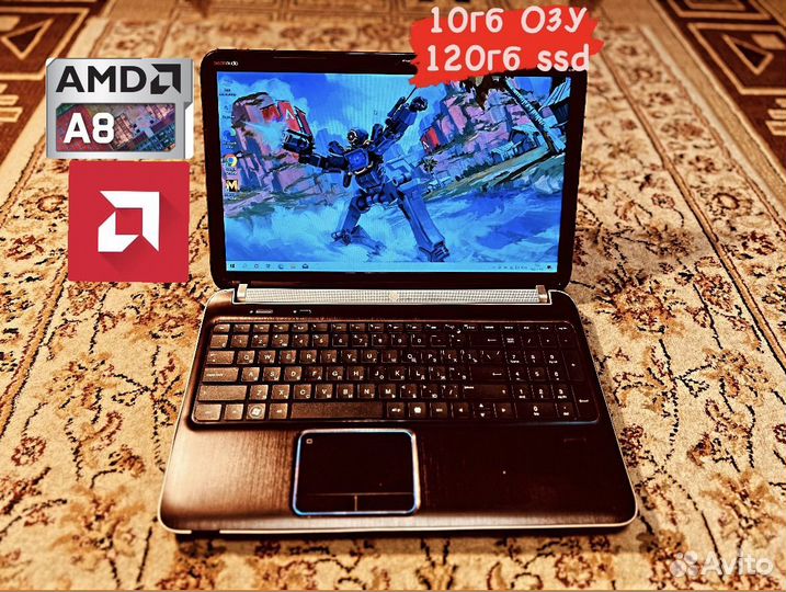 Мощный Ноутбук Hp 4ядра/10гб/120ssd/2 видюхи