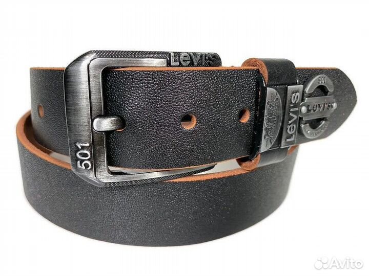 Ремень мужской кожаный «Леви, с 501» 2539 black