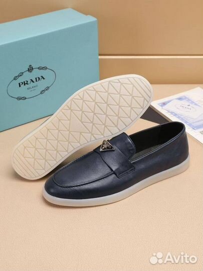 Лоферы мужские prada кожаные