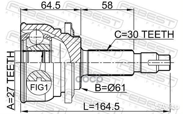 Шрус внешний 27x61x30 toyota RAV4 2005-2013 011