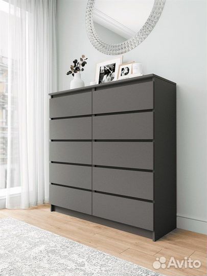 Комод 10 ящиков графит