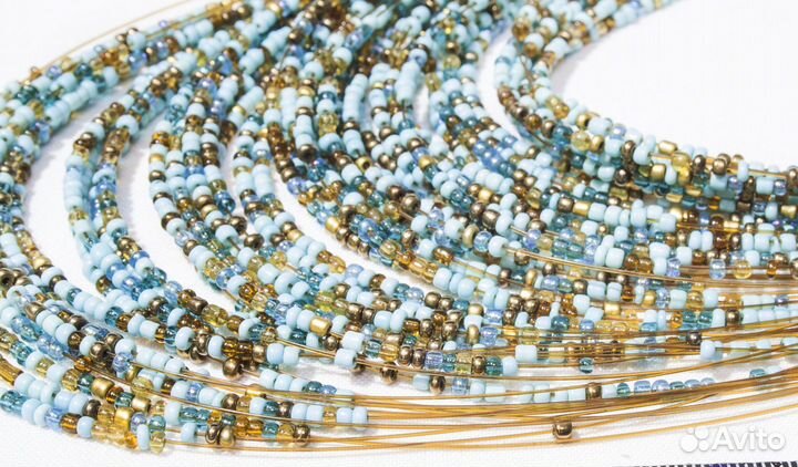 Колье из бисера на леске, длина внутренняя 40 см