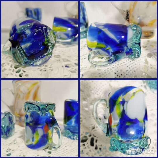 Коньячный набор, гутное стекло