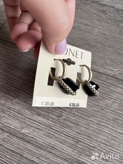 Monet, винтаж, серьги черный камень