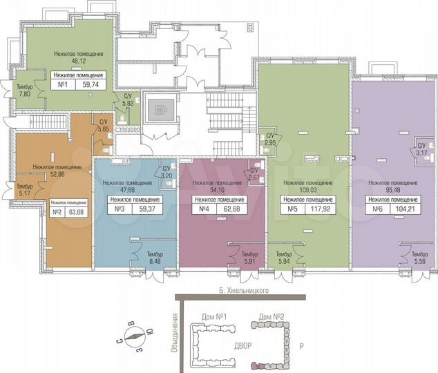 Продам офисное помещение, 59.74 м²