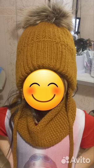 Комплект шапка и снуд зимний