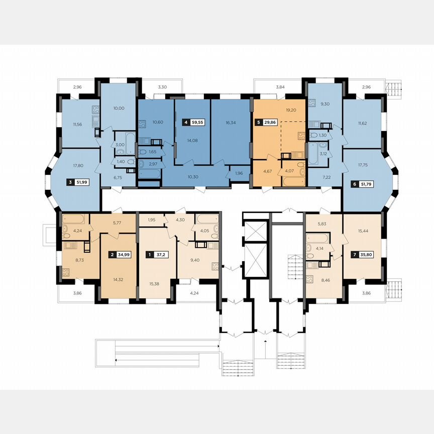 2-к. квартира, 59,6 м², 1/16 эт.