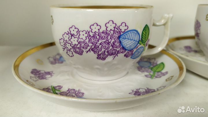 5 чайных пар и блюдце, Вербилки, 1 сорт