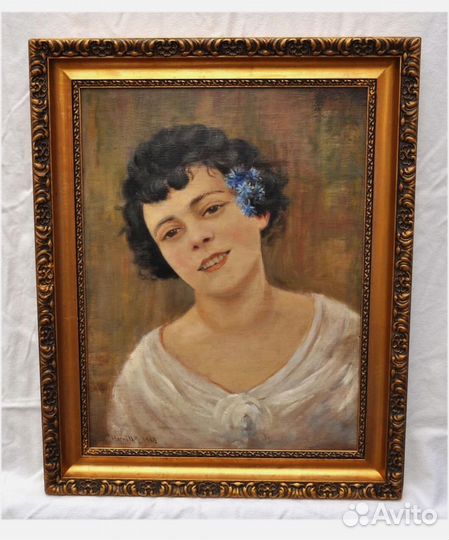 Портреты мужские женские масло холст антик 19 век