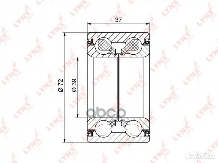 Подшипник ступицы передний (без ABS, 37x39x72)
