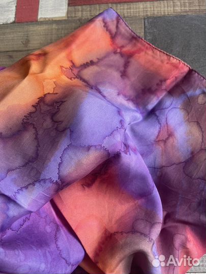 Винтажный платок из шелка тай-дай