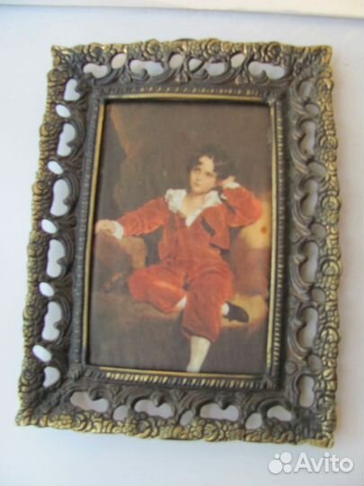 Картина на шёлке рамка бронза