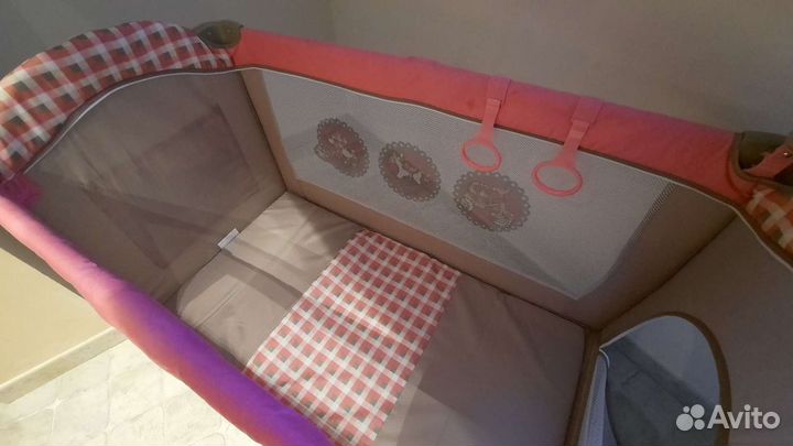 Детская кроватка манеж складная, розовая, Pituso