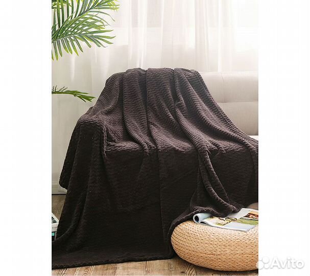 Плед GoodNight Велсофт 200х220, коричневый