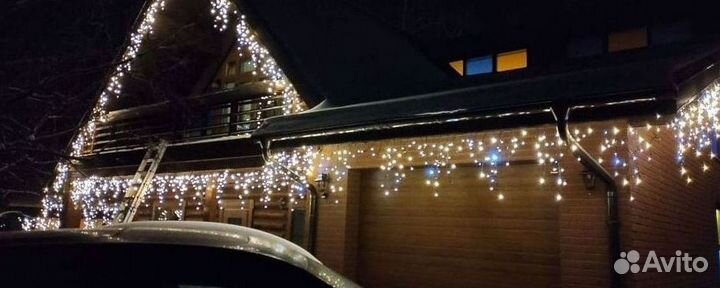 Украшение домов гирляндами