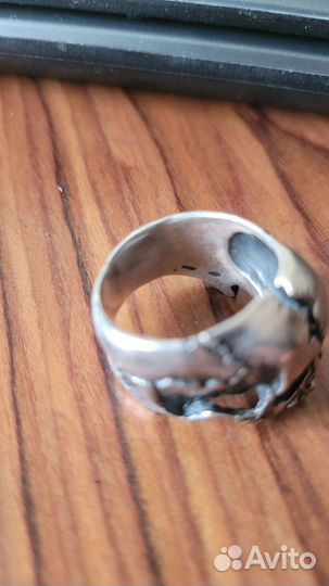 Кольцо череп серебро