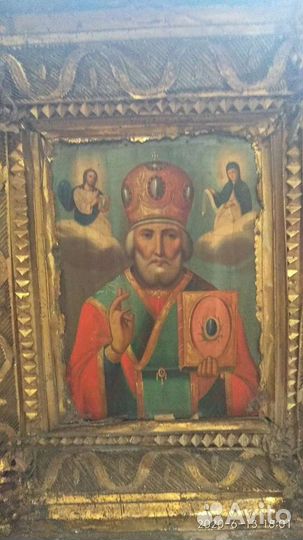 Старинная икона, более 130 лет, в родном киоте