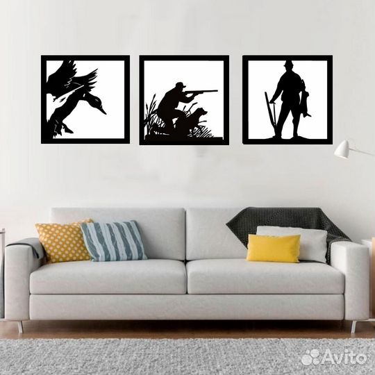 Набор панно из дерева на стену охота