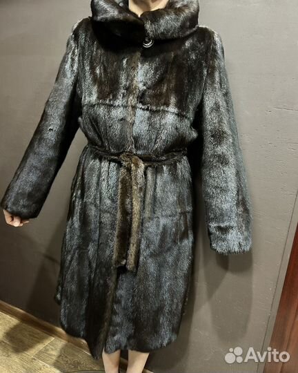 Шуба норковая с капюшоном