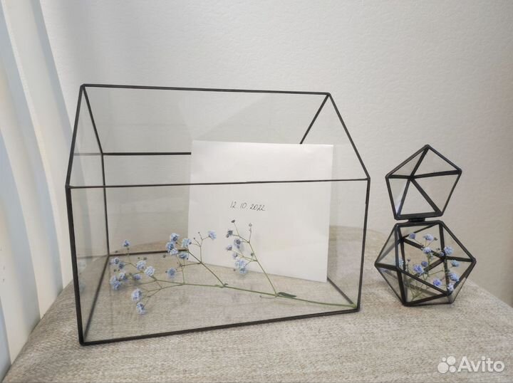 Стеклянный флорариум. Шкатулка. Домик для денег
