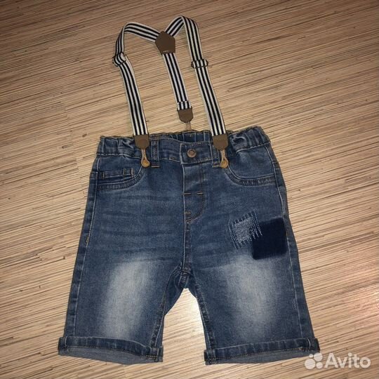 Джинсовые шорты с подтяжками 92р