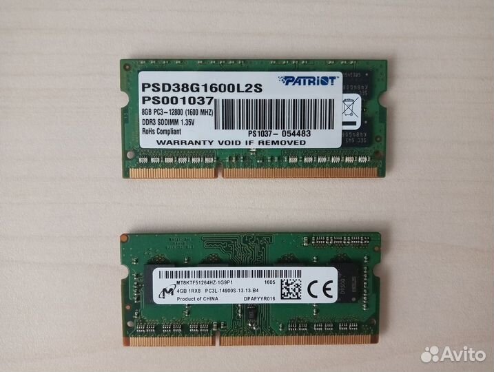 Оперативная память so-dimm DDR3, DDR3L, DDR4