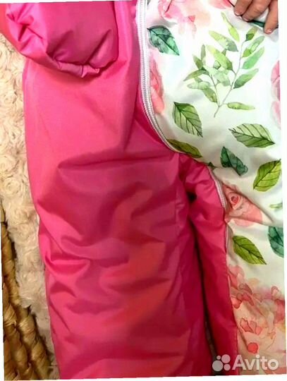 Конверт кокон на овчине утепленный (розовый)