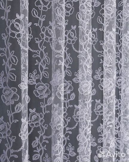Тюль Дентель роза холодный белый на окна пошив