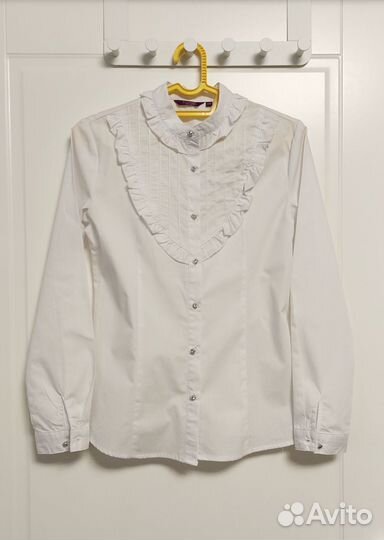 Блузка рубашка для девочки белая р. 158