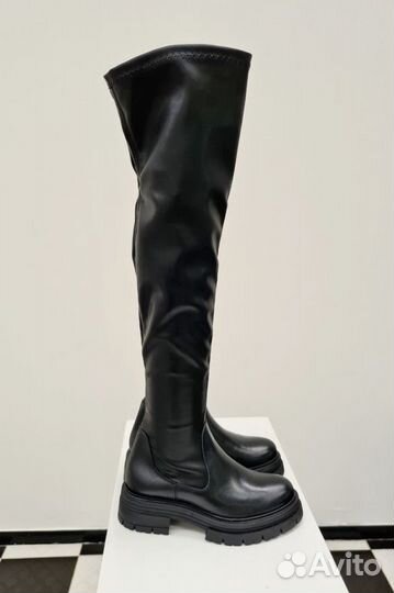 Сапоги ботфорты кожаные