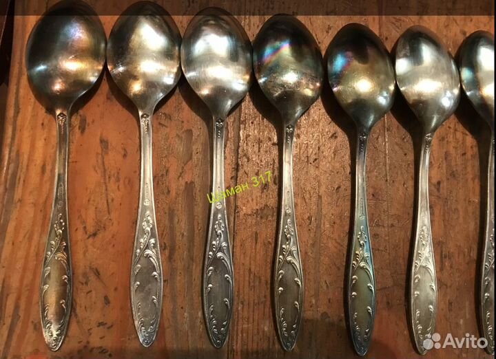 Ложки столовые, Пламя Мельхиор. СССР, мнц 11 шт