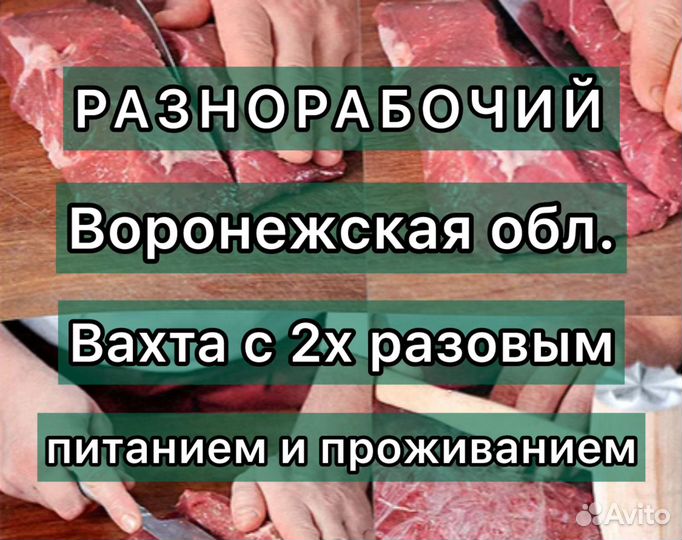 Разнорабочий. Вахта с проживанием. Воронежская обл