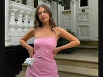 Платье zara миди розовое