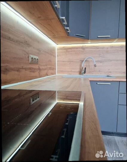 Кухня серая угловая модульная новая