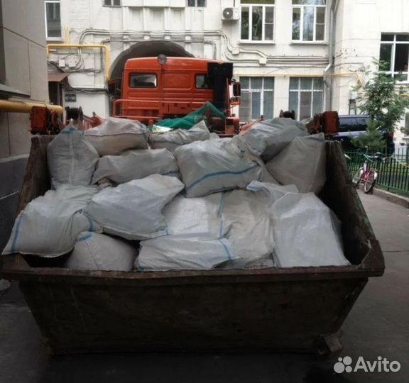 Вывоз мусора контейнером, газели, самосвалом