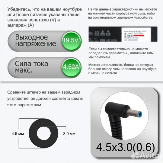 Блок питания для ноутбука HP 15-RA000 серии 90W