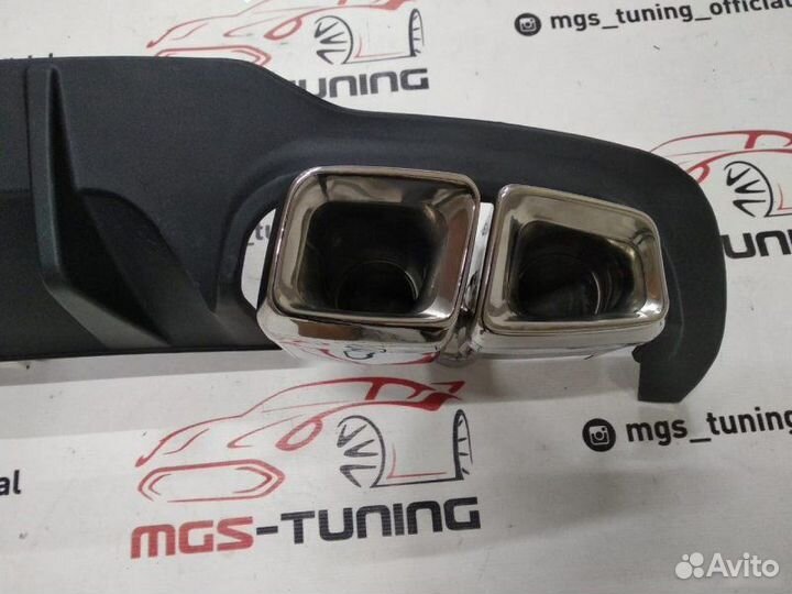 Диффузор с насадками Mercedes C-class w204 C63 AMG