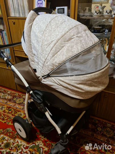 Детские коляски 2 в 1 ткань + эко кожа indigo