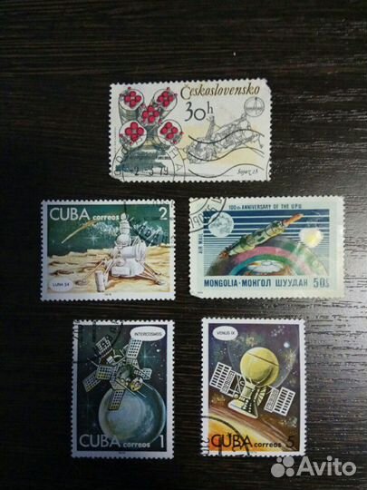 Марки (самолёты, космонавтика, СССР, Куба, 1970-е)