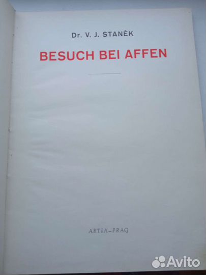 Книга о животных-обезьяны на чехословацком 1957 го