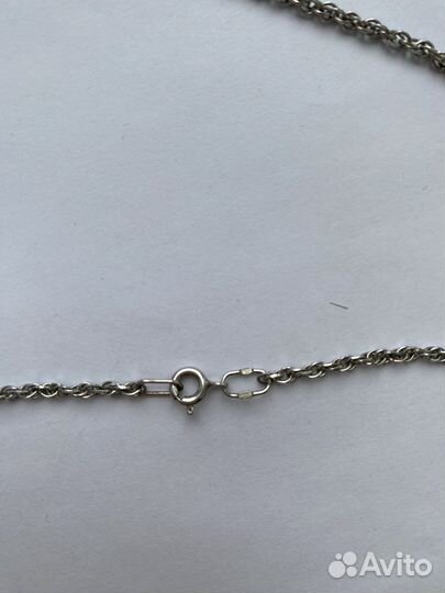 Серебряная цепь и кулон с аметистом. 55 см