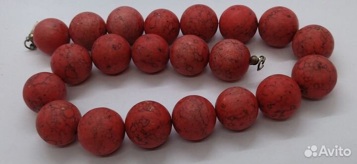 Крупные бусы натуральный камень 2 см винтаж 43 см