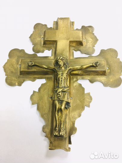 Редкий бронзовый Старинный крест Распятие